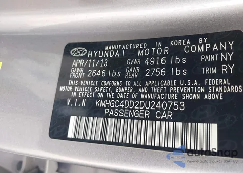 2013 Hyundai Genesis 3.8 z USA, uszkodzony, nr VIN KMHGC4DD2DU240753